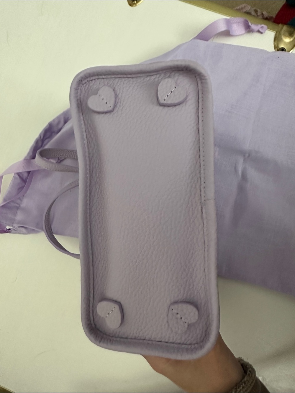 NWT Stoney Clover Lane Leather Pittsford Little Tote in Lavender with Pouch - Picture 2 of 2